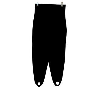Betty Blue Vintage Black Stretch Knit Stirrup Pants Size Junior Large Wide Waist